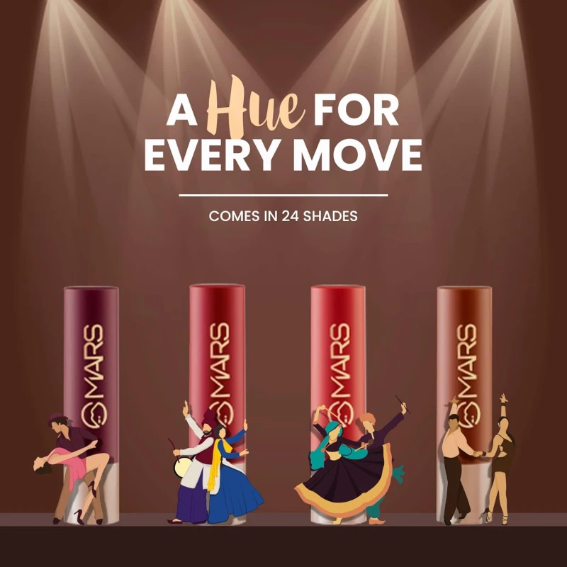 MARS Creamy Matte Long Lasting Lipstick for Women | Creamy Lipstick | Single Swipe Application | Smooth & Light Weight (3.2 gm) (06-Bhangra Bloom) thumbnail 6